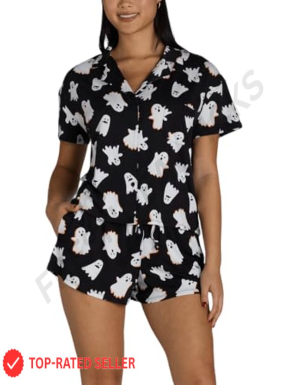Women Satin Pajama Set 2pc Short Sleeve Shirt & Shorts Loungewear